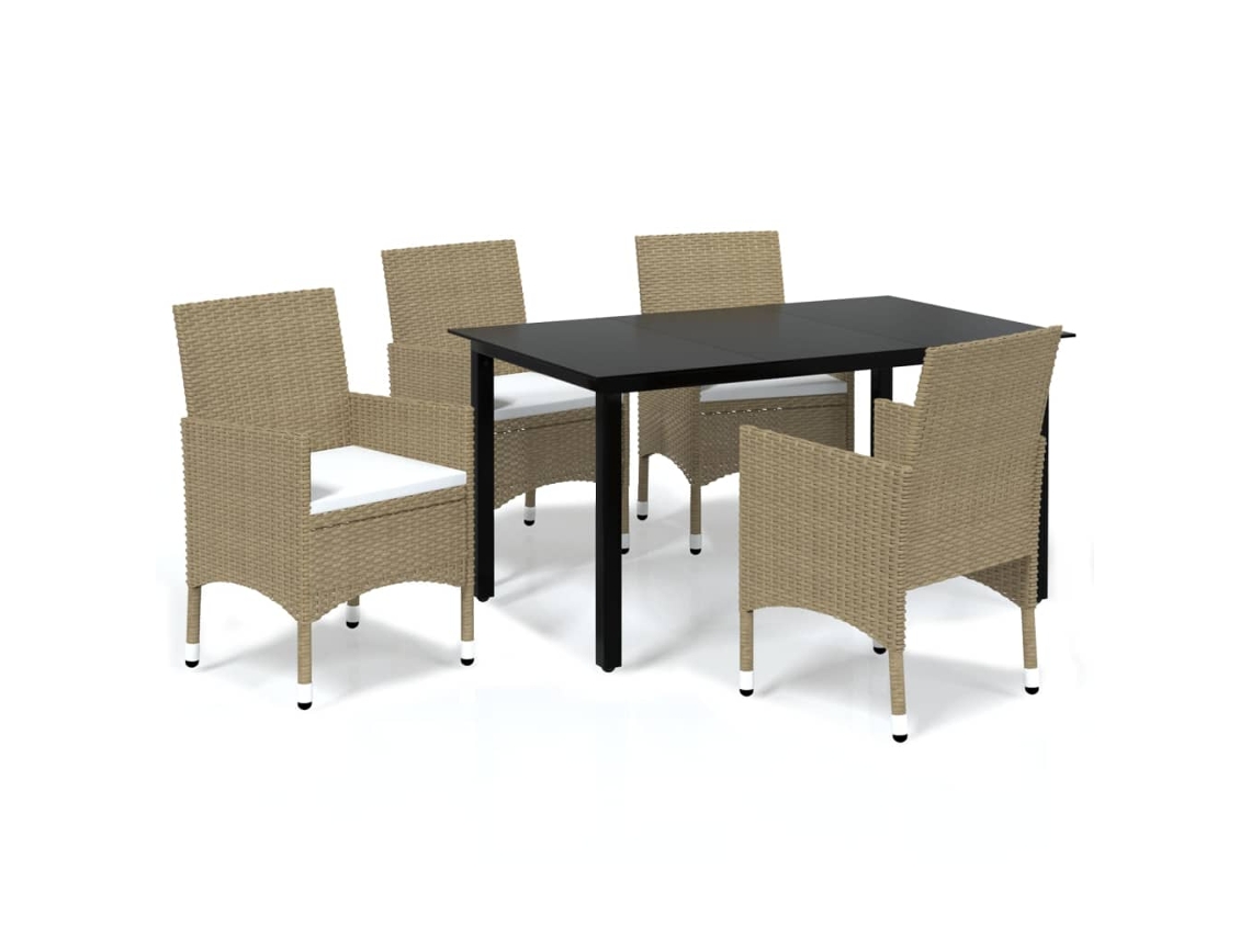 Maison Exclusive - Juego Muebles Jardín 5 Pzas Con Cojines Ratán Sintético Beige