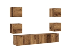 Maison Exclusive - Muebles De Tv De Pared 6 Uds Madera Vieja Madera De Ingeniería