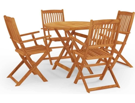Conjunto 5 de comedor de jardín plegable VIDAXL madera eucalipto