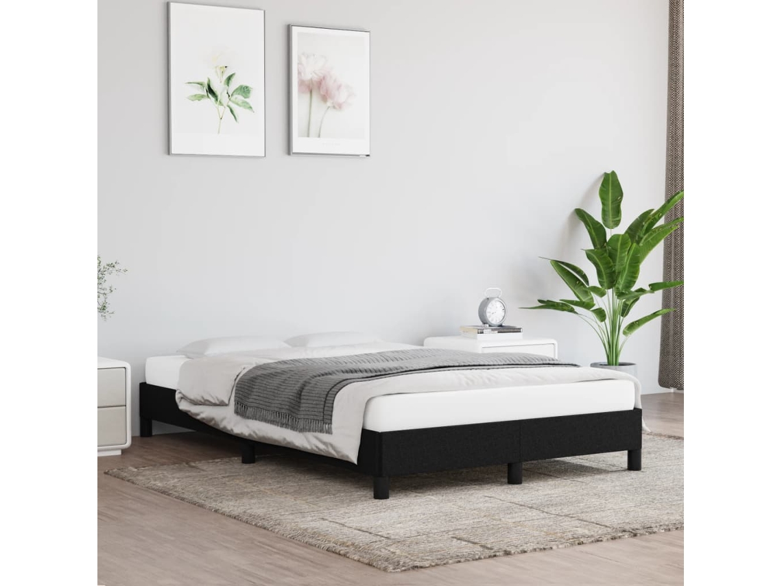 Estructura De Cama Sin Colchón Tela Negro 120x190 Cm