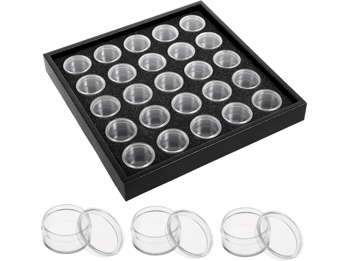 Caja De Joyería Transparente Con 25 Compartimentos De Diamantes De Imitación.
