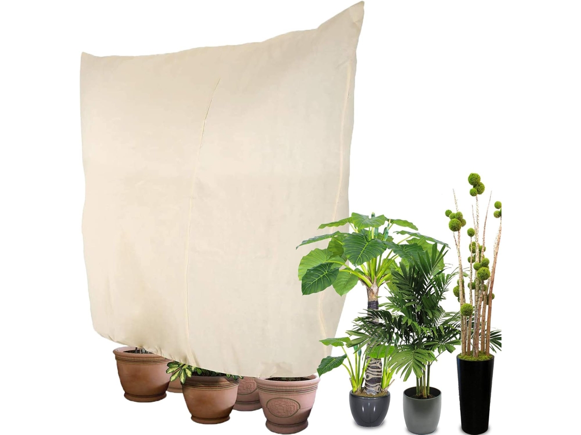 Protección contra heladas con cordón, forro polar de polipropileno no tejido reutilizable y ecológico, transpirable, para flores de jardín y aire.
