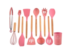 Juego De Utensilios De Cocina De Silicona Antiadherente Utensilios De Cocina Resistentes Al Calor Color Rosa Cuich