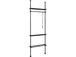 Perchero SOBUY Ajustable (Negro - Plástico y Hierro - 52-80x233-300 cm / 42-70x27 cm)