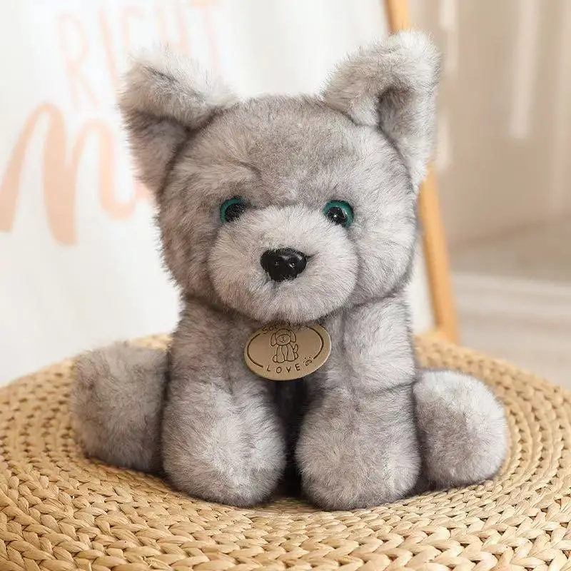 (gris, 22 Cm) Peluche De Perro Lobo Sentado, Adorable, Regalo De Cumpleaños Para Niños