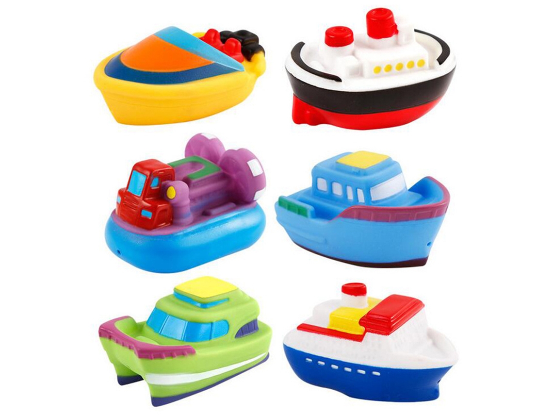 Rebe-6 Peças/conjunto Brinquedos De Banho Barco Desenho Animado Brinquedos De Jato De Água Para Bebês E Crianças Hora Do Banho