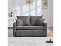 Sofá Cama 2 En 1 Para Espacios Pequeños, Con Almacenaje Lateral, Puertos Usb, Porta Vasos, Fundas Extraíbles, 4 Cojines, Color Gris.