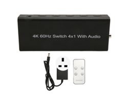 Conmutador De Interfaz Multimedia Hd 4k 4 En 1 Con Control Remoto, Enchufe Británico, Conmutador 4x1
