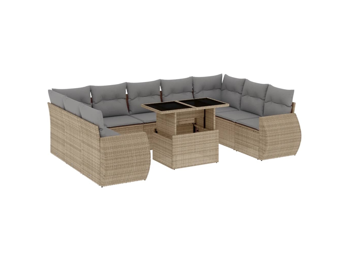 Maison Exclusive - Juego De Sofás Jardín Con Cojines Beige 10 Pzas Ratán Sintético