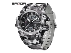 Reloj Deportivo Multifuncional Luminoso, Moderno Y A La Moda (camuflaje Gris Y Blanco)