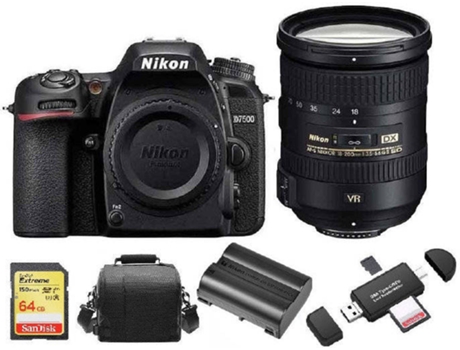 Kit Cámara Réflex NIKON D7500 + AF-S 18-200MM F3.5-5.6G ED VR II DX + Tarjeta SD de 64GB + Funda de cámara + bateria EN-EL15A + Lector de Tarjeta d...