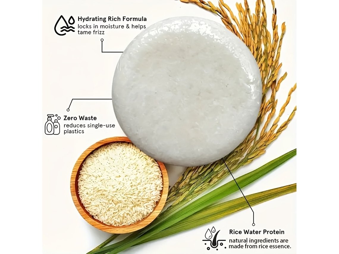 60 Gramos De Jabón Enriquecido Con Agua De Arroz Natural, Apto Para Todo Tipo De Cabello, Champú Suave Para Usar En La Ducha.