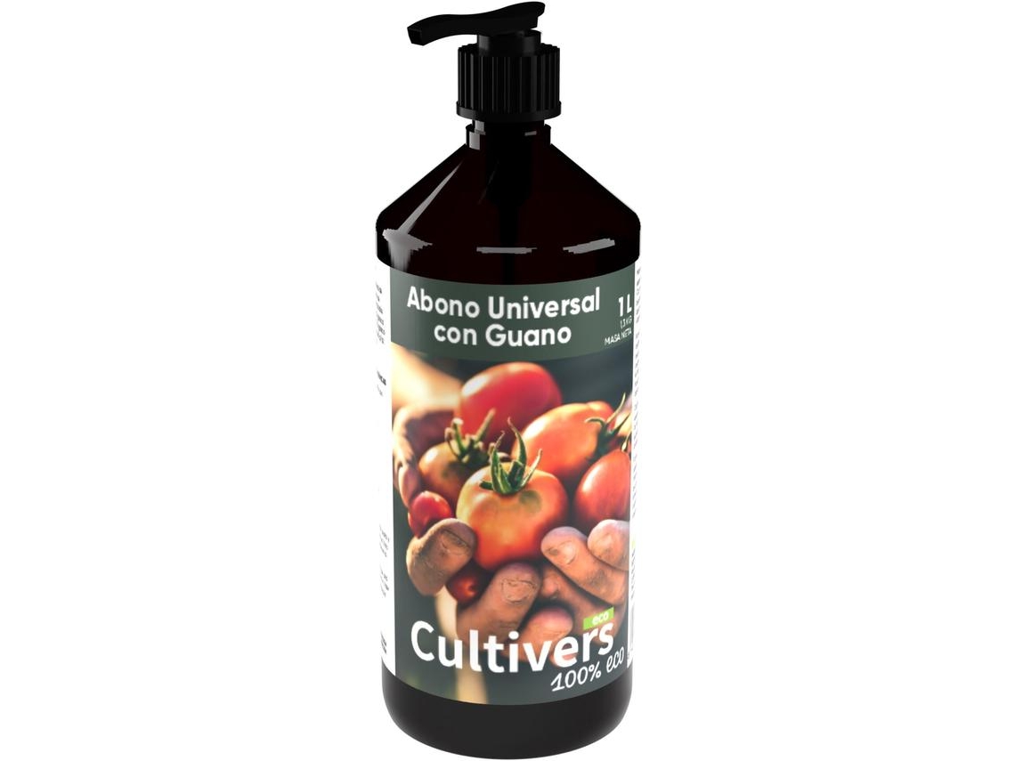 CULTIVERS Abono Líquido Universal con Guano 1 L Bio para Plantas y Cultivos. NPK 4-4-4 con dosificador para fácil aplicación