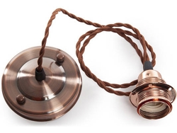 Pendel E27 Cable Trenzado 1000mm X 0,75mm De Tela - Rosetón  [sc-mpl007]