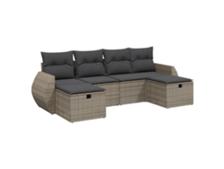 Conjunto 6 de muebles de jardín VIDAXL y cojines ratán sintético gris