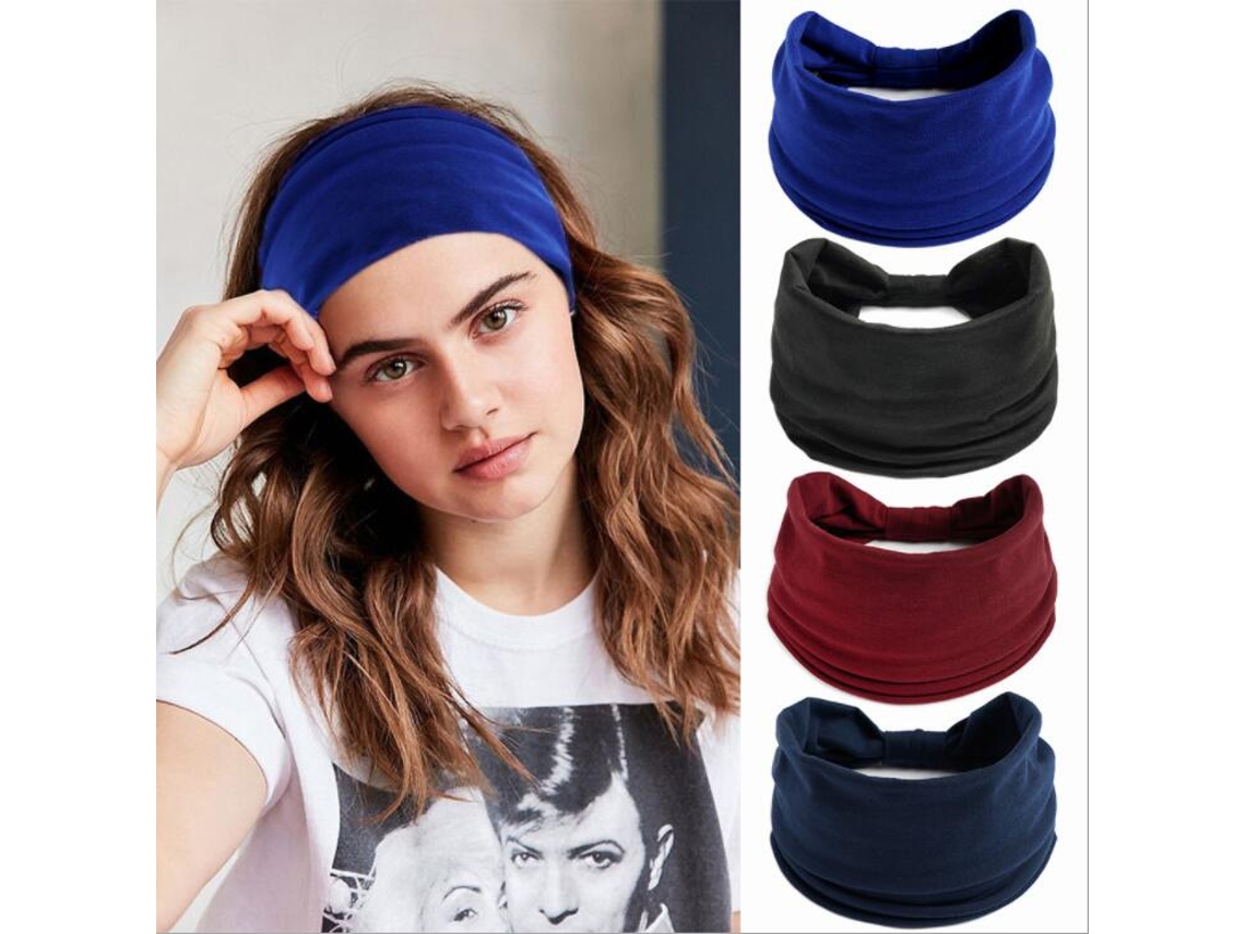 Paquete de 4 diademas anchas para mujer, yoga, deporte, entrenamiento, correr, diadema grande africana JEDBESETZT