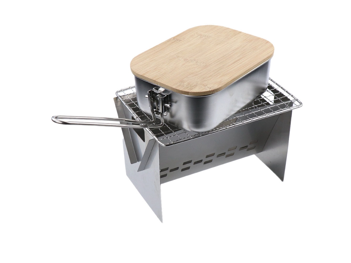 Hornillo De Camping Plegable Pequeño De Acero Inoxidable Para Mochileros Con Bolsa De Almacenamiento Para Cocinar Al Aire Libre Y Hacer Barbacoas.