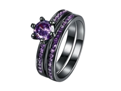 Anillos Apilables 2pc Para Mujeres - Joyas De Promesa Regalo (morado, Número Yzy)