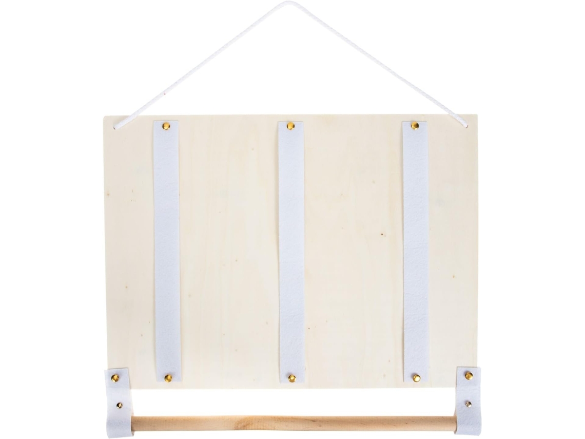 Soporte Horquillas Madera Natural 38x28 Fieltro Blanco Organizador Pared Colgante Pinzas Gomas Elásticas