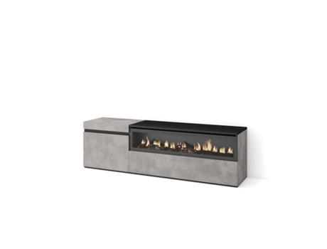 Mueble TV Televisión 150x45x35cm Para TV hasta 65 Chimenea eléctrica Cemento