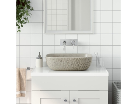 MAISON EXCLUSIVE Lavabo sobre encimera rectangular cerámica gris 48x37,5x13,5 cm