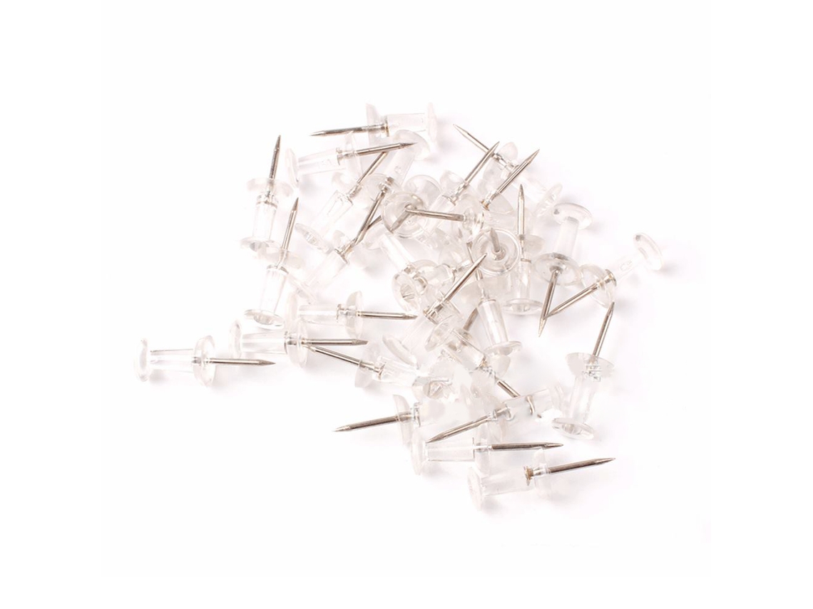 50 Chinchetas Transparentes Con Cabeza De Plástico Para Tablones De Anuncios Escolares Y De Oficina.