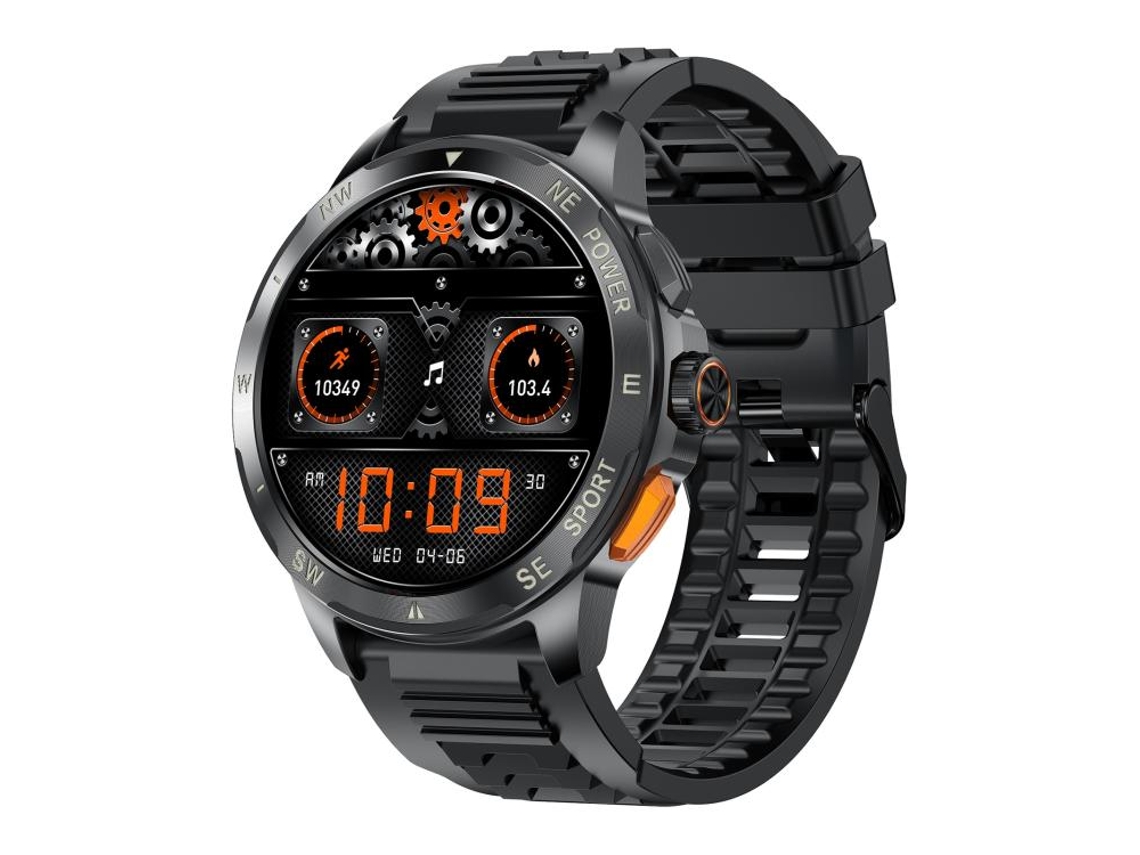 Reloj inteligente con monitorización de oxígeno en sangre, presión arterial, frecuencia cardíaca y ejercicio (silicona negra)
