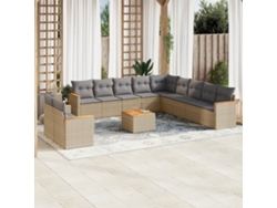 Conjunto de sofá de jardín de 12 piezas con cojines, mimbre beige mixto, DKD Home Decor