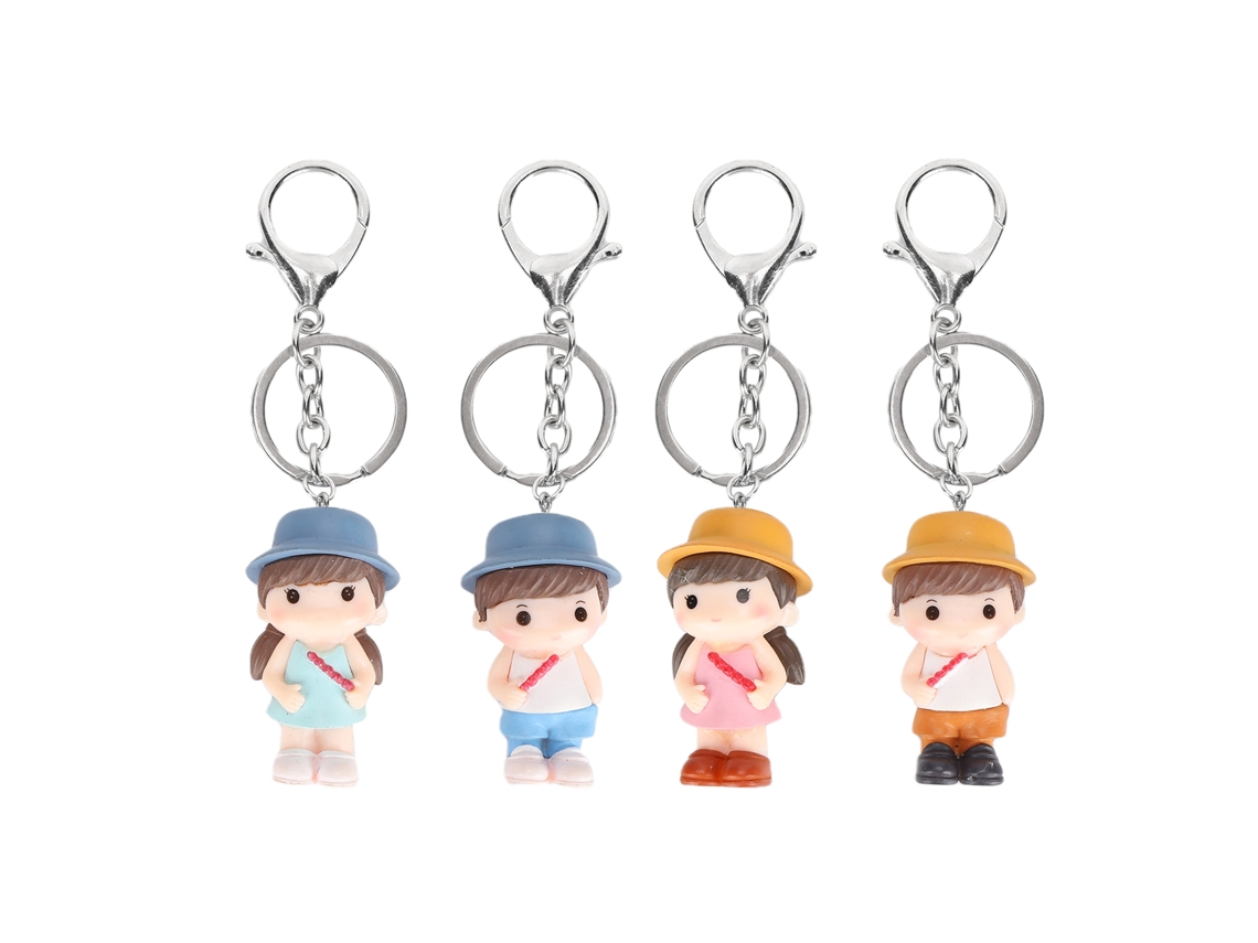 4 Llaveros De Resina Con Forma De Muñeco De Dibujos Animados, Figura Adorable, Regalo Perfecto.