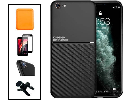 Kit Carcasa Magnética Anti Choque + Cartera + Protector de Pantalla iPhone SE 2022 G4M Negro