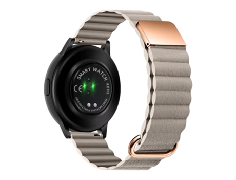 Correa de piel auténtica 20mm magnético para Samsung Galaxy Watch 5 Pro 45mm/Amazfit Bip3 Pro - oro rosa/gris claro