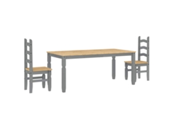 Maison Exclusive - Juego De Comedor Panama 3 Pzas Madera Maciza De Pino Gris