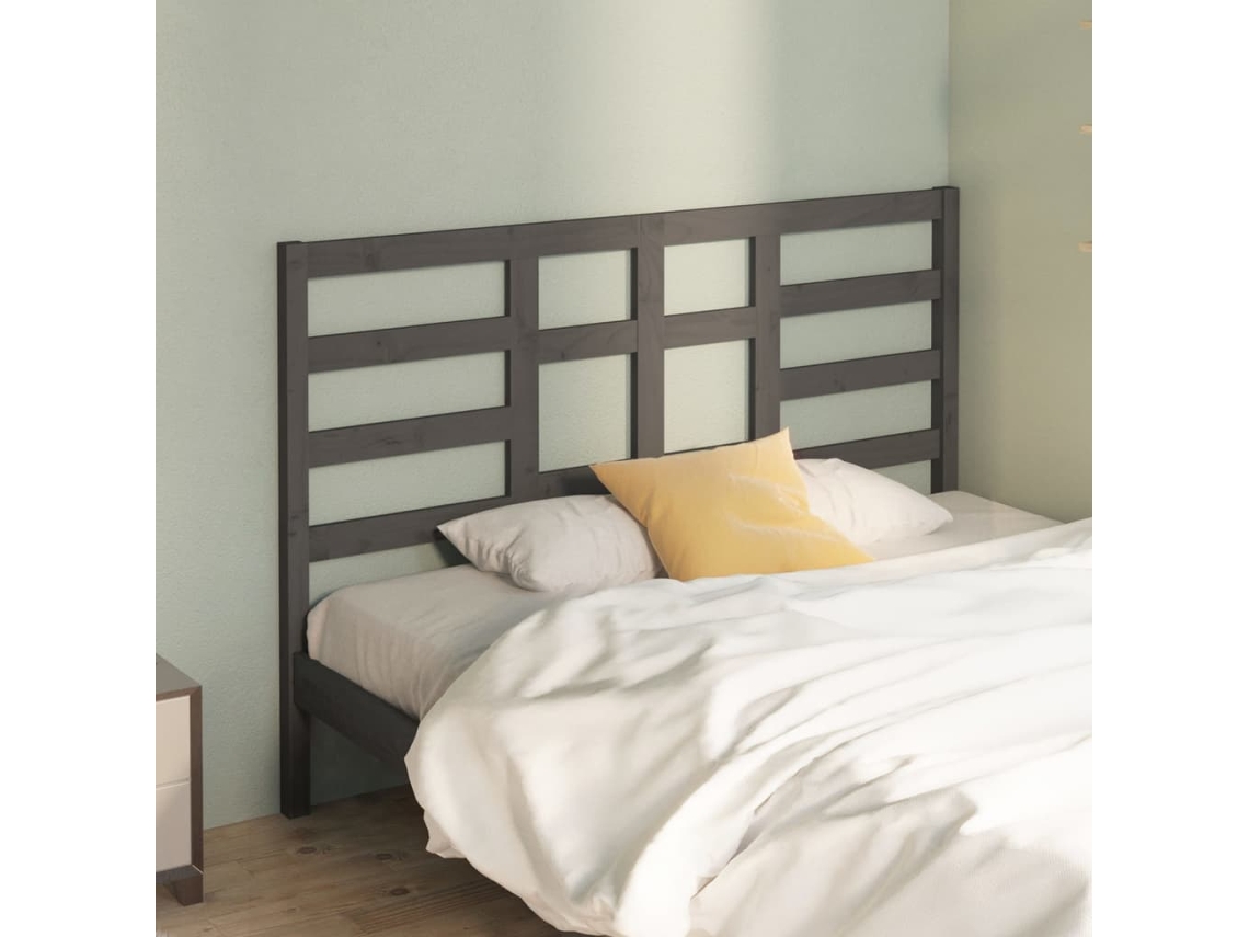 Cabecero De Cama Madera Maciza De Pino Gris 166x4x104 Cm