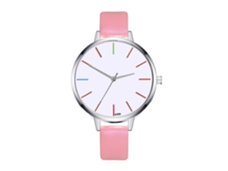 Reloj De Pulsera De Cuarzo Rosa Para Mujer Zhoulianfa Con Correa De Piel Sintética, Estilo Sencillo.