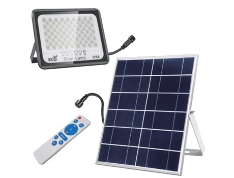 TIENDA EURASIA - Kit Solar de Placa y Foco LED, IP66, 6000K-6500K, 500V, Regulable con Mando Distancia, 10W