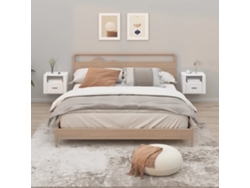Mesitas de Noche Pared 2 Pzs 50X36X40 Cm Blanco Brillante