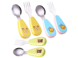 Cucharas y Tenedores para Bebé con Mango de Silicona - Cubiertos de Acero Inoxidable NEVEANCE
