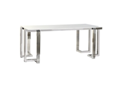 Mesa Comedor Acero Cristal Simil Marmol 180x90x76cm