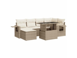 Conjunto 7 sofás de jardín VIDAXL y cojines ratán sintético beige