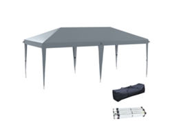 Tienda plegable de 585x295x270 cm, tienda de jardín portátil con bolsa de transporte, tela Oxford gris PMM CAPITALI