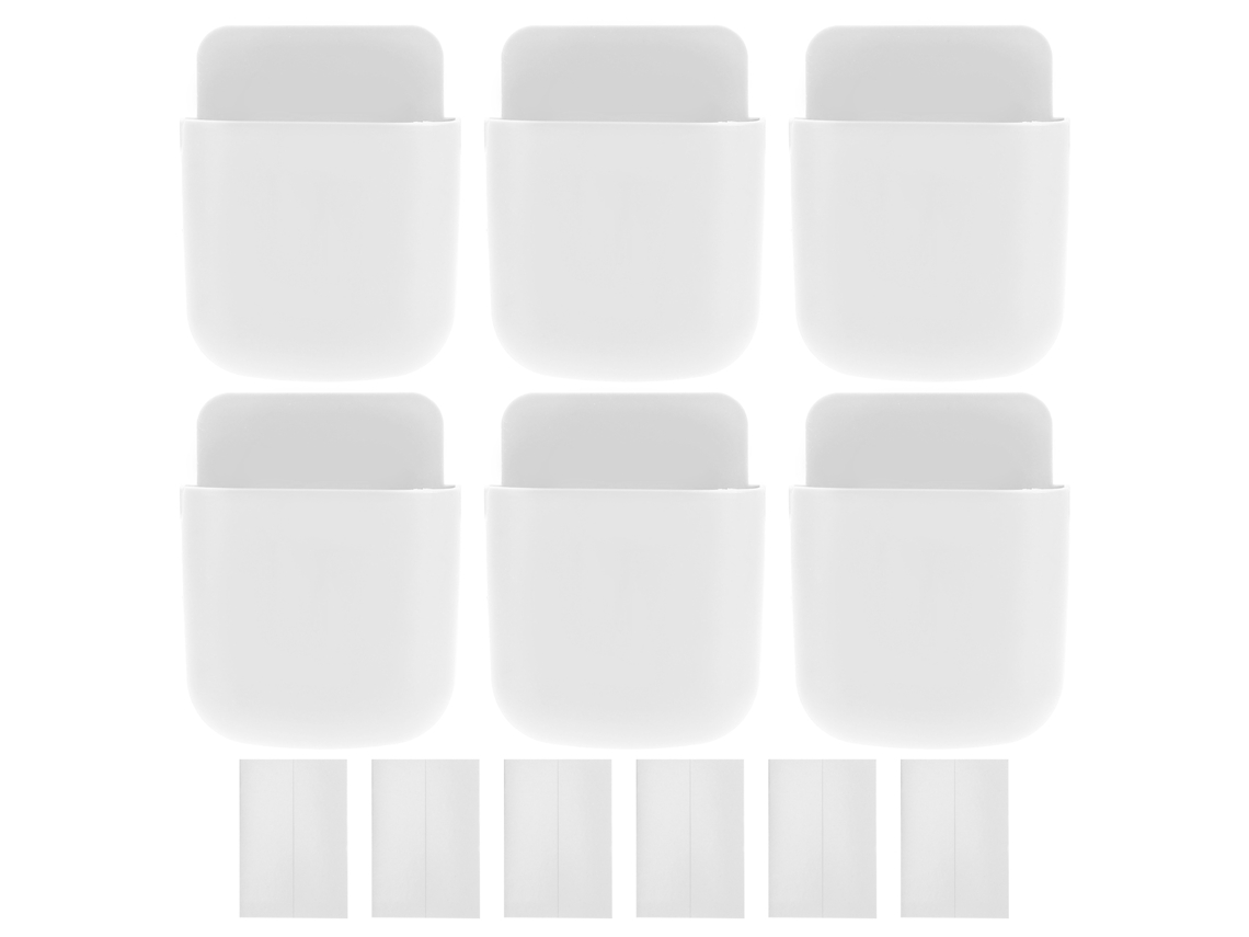 6 Soportes Autoadhesivos De Pared Para Mandos A Distancia Con Puerto De Carga Para Teléfonos Móviles - Blanco