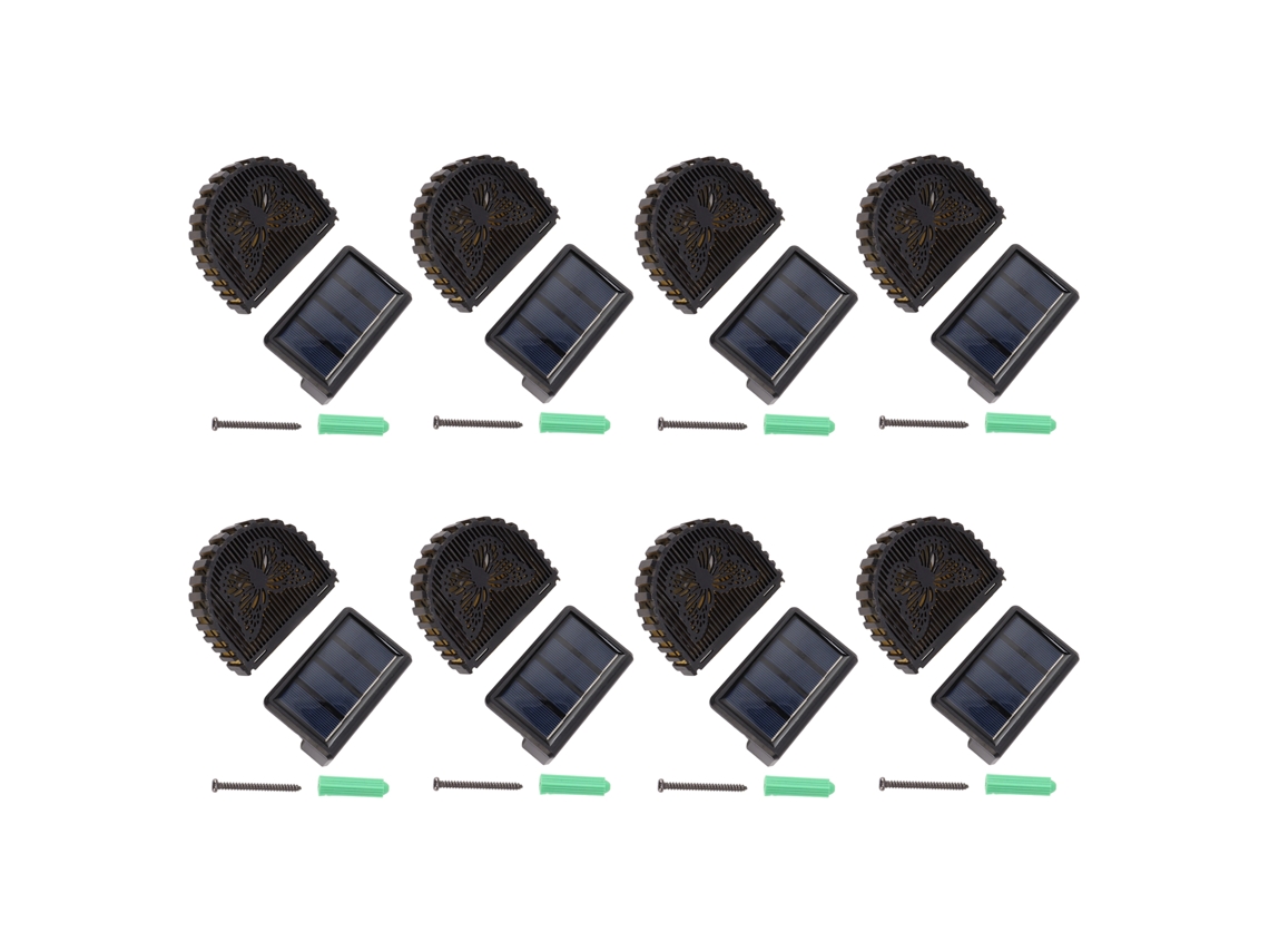 Lámparas de pared solares de 8 LED (modelo 2026) para exteriores, con batería integrada, ideales para patios y terrazas.