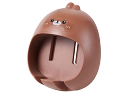 Bonito Soporte Para Cepillos De Dientes Infantil, No Requiere Taladrar, Se Monta En La Pared, Para Baño, Con Diseño De Oso Pardo Y Dibujos Animados.
