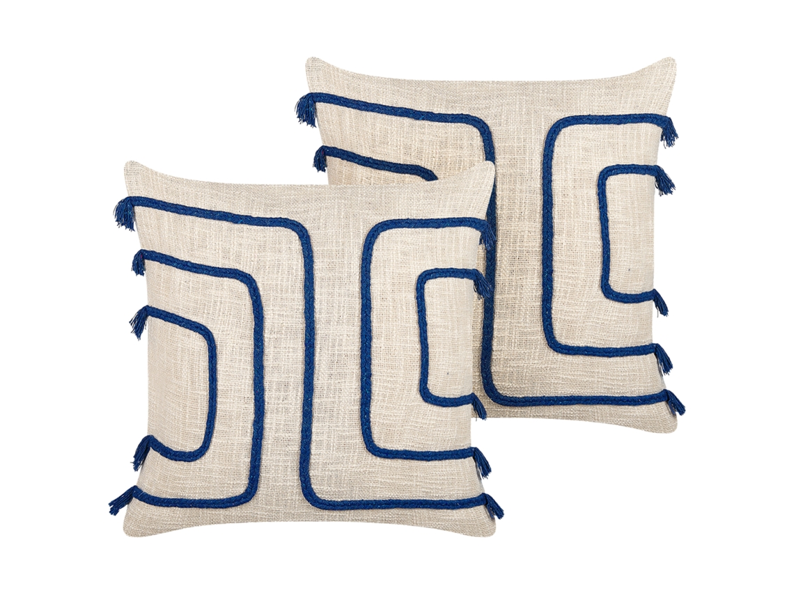 Juego de cojines decorativos BELIANI Pleione de Algodón Beige 45x45x14