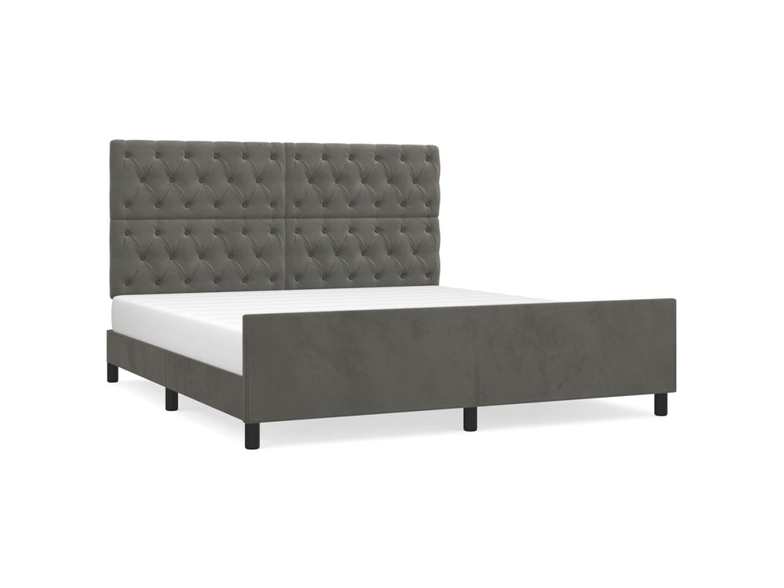 Marco de Cama con Cabecero Terciopelo Gris (160x200cm)