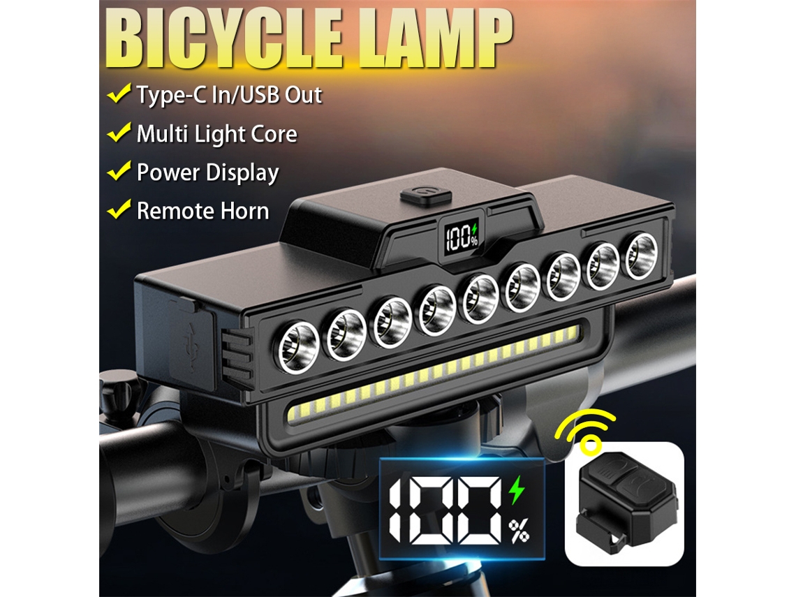 Luz delantera para bicicleta con 1200 lúmenes, batería de 4000 mAh, recargable por USB, resistente al agua para ciclismo nocturno. Aeuzwr