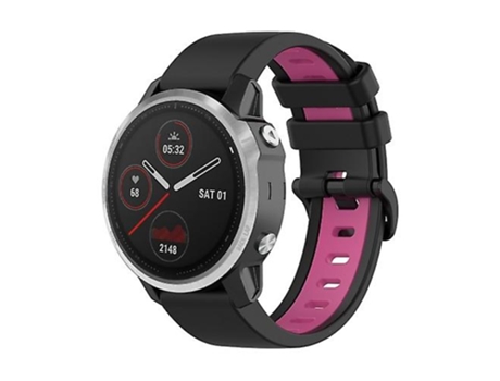 Correa Smartwatch Para Garmin Fenix 6S 22Mm Negro-Rosa VENISYMLIS