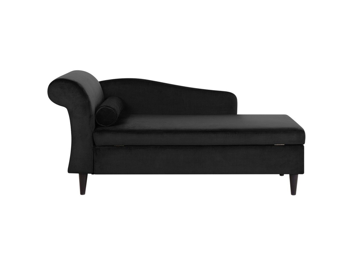 Chaise longue izquierdo BELIANI Luiro de Terciopelo Negro 160x70x77