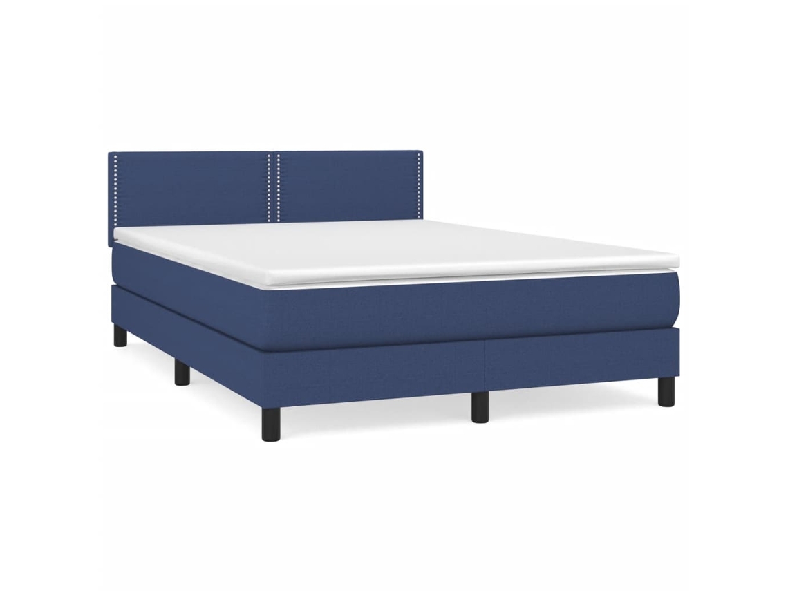Maison Exclusive - Cama Box Spring Con Colchón Tela Azul 140x190 Cm