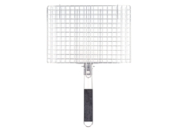 Cesta Plegable De Acero Inoxidable Para Barbacoa Con Mango De Madera Resistente Al Calor.